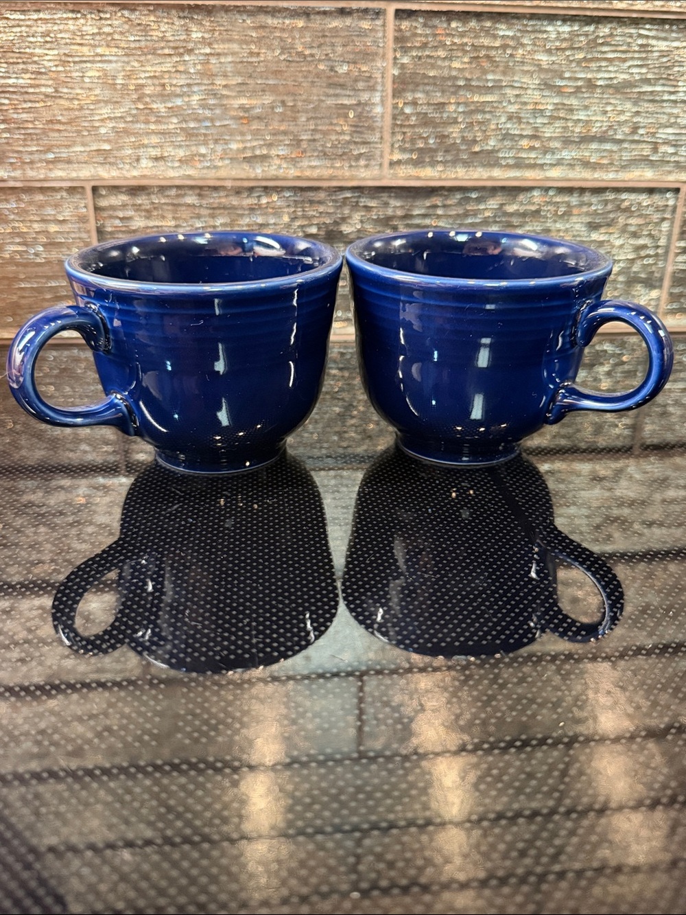 Set of 2 Fiesta Dark Cobalt Blue Coffee Mug Tea Cups FIESTAWARE Pottery